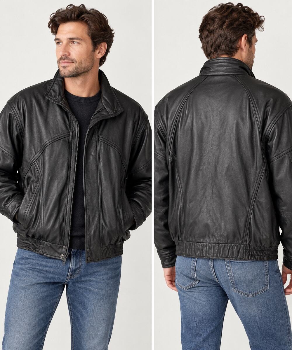 Wilsons Leather Men’s XL Black Leather Aviator Bomber Jacket Vintage 90s Moto